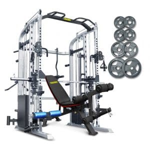 Smith Machine รุ่น MEGA TRAINER M7 - 40 กก. + 3,000.-, ม้านั่ง Power Iron ไม่มีที่เล่นแขนที่เล่นขา